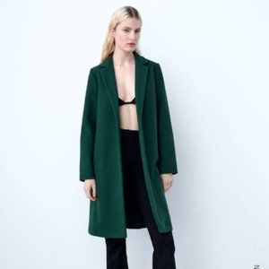 Zara Cotton Lapel Coat Hunter Green